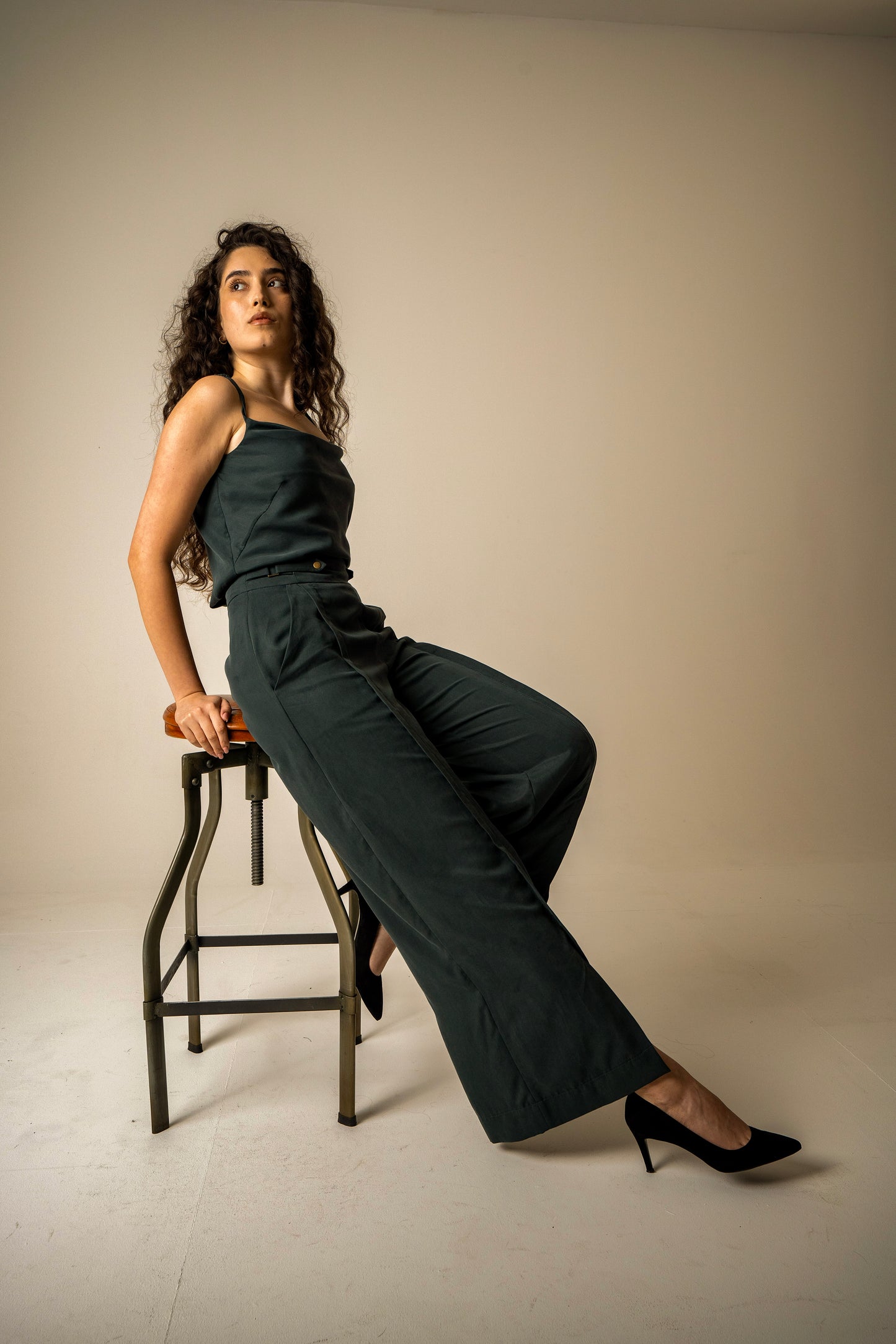 Teal Pleat Trousers