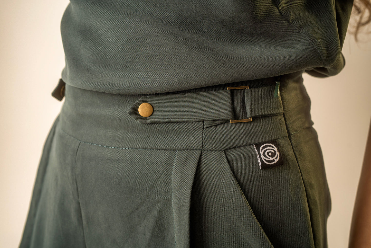 Teal Pleat Trousers
