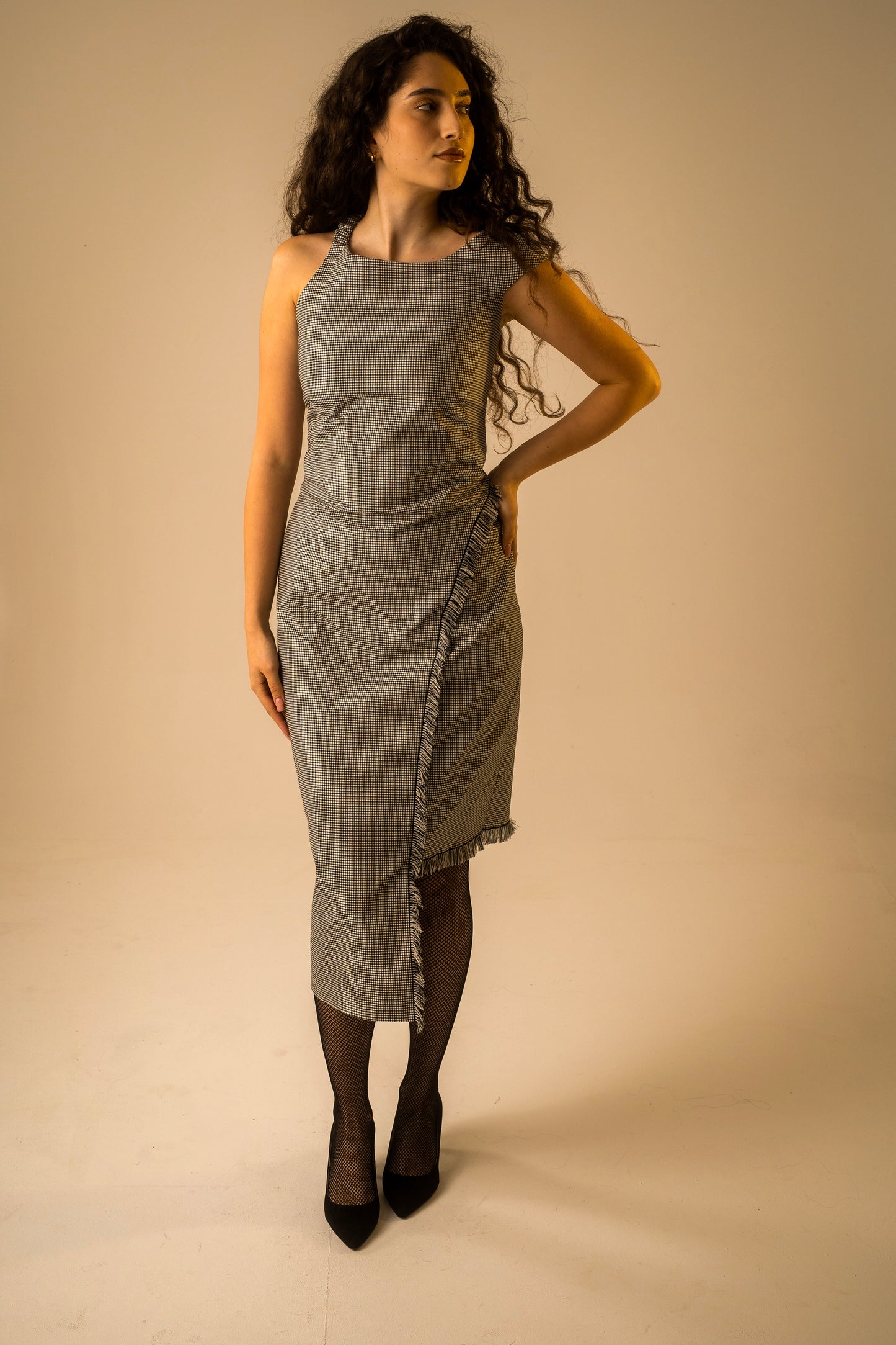 Check Fringe Dress