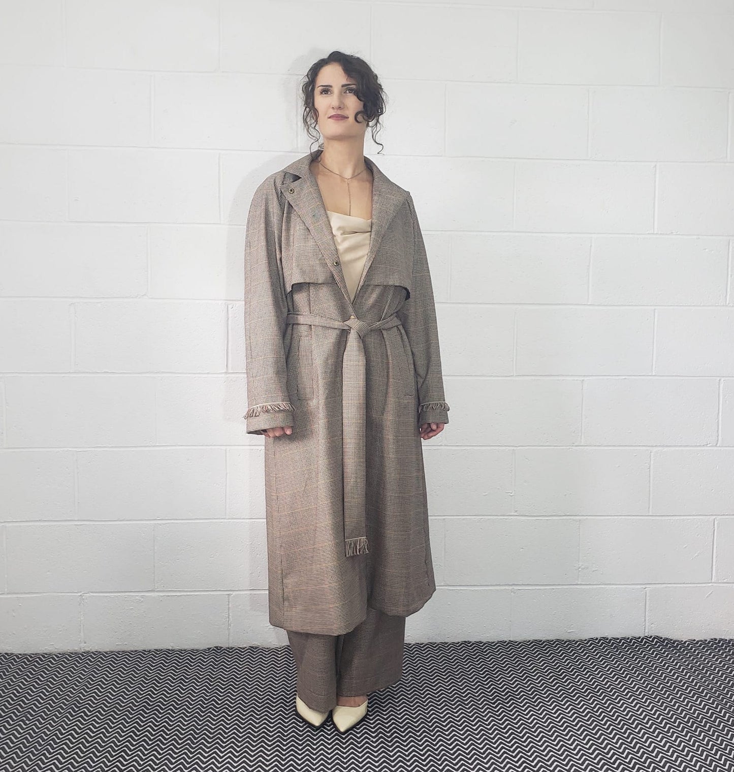 Houndstooth Trench Coat