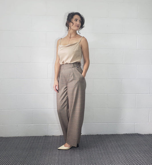 Houndstooth wide leg trousers