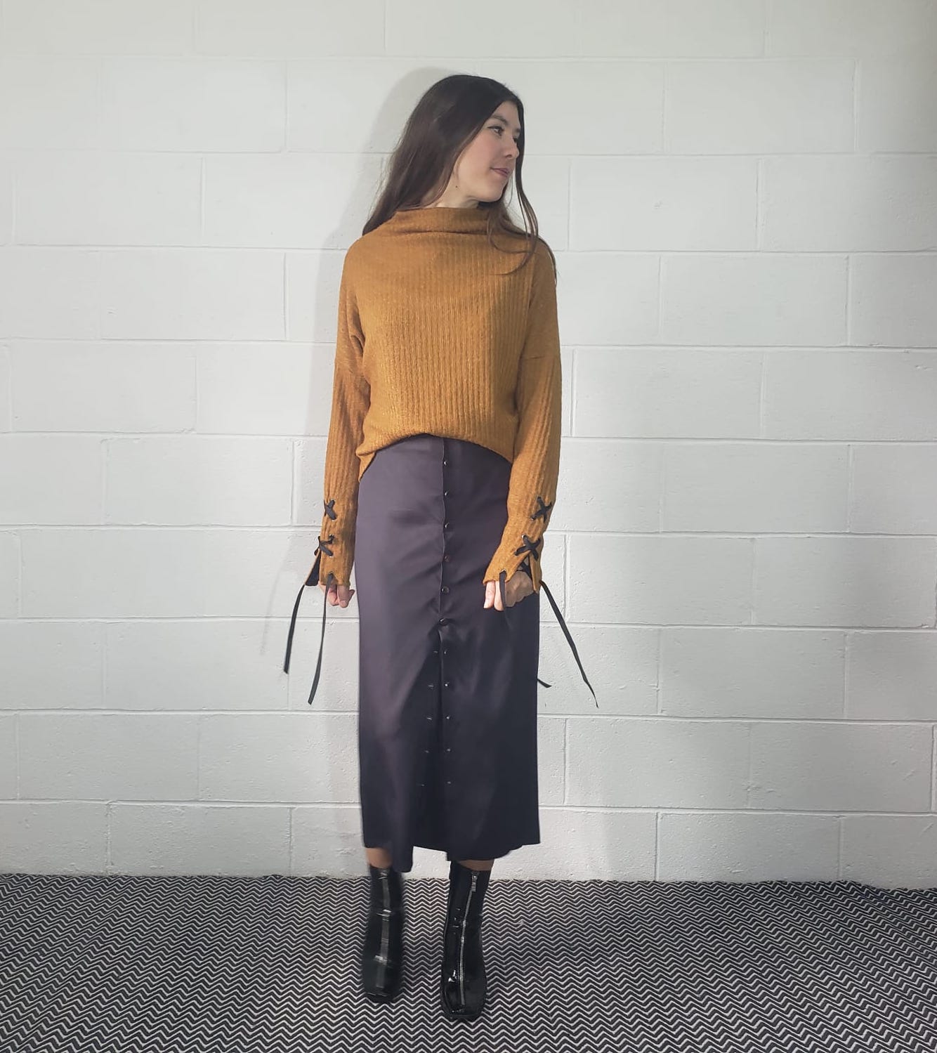 Bamboo silk popper skirt