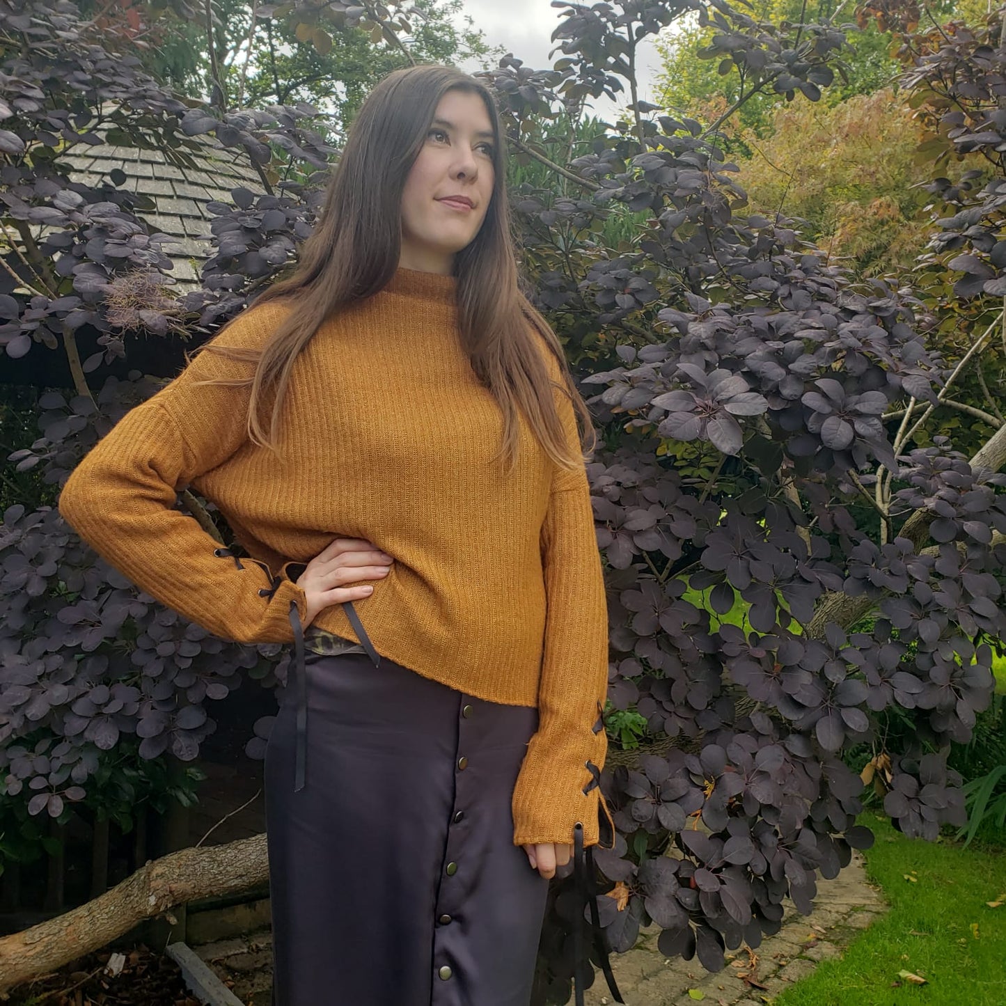 Bamboo silk popper skirt