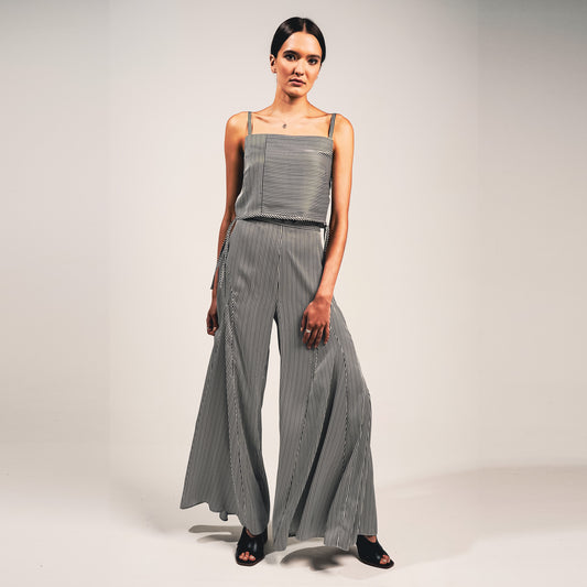 Striped Wide Leg Trouser and Striped Cropped Top