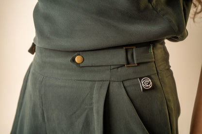 Teal Pleat Trousers