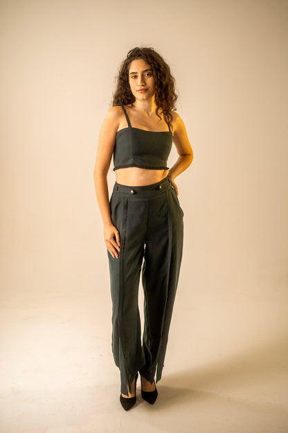 Teal Pleat Trousers