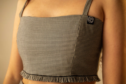Check Fringe Bralette
