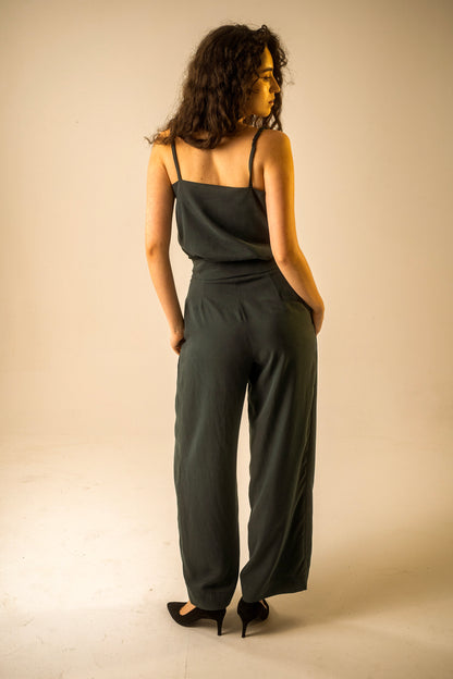 Teal Pleat Trousers