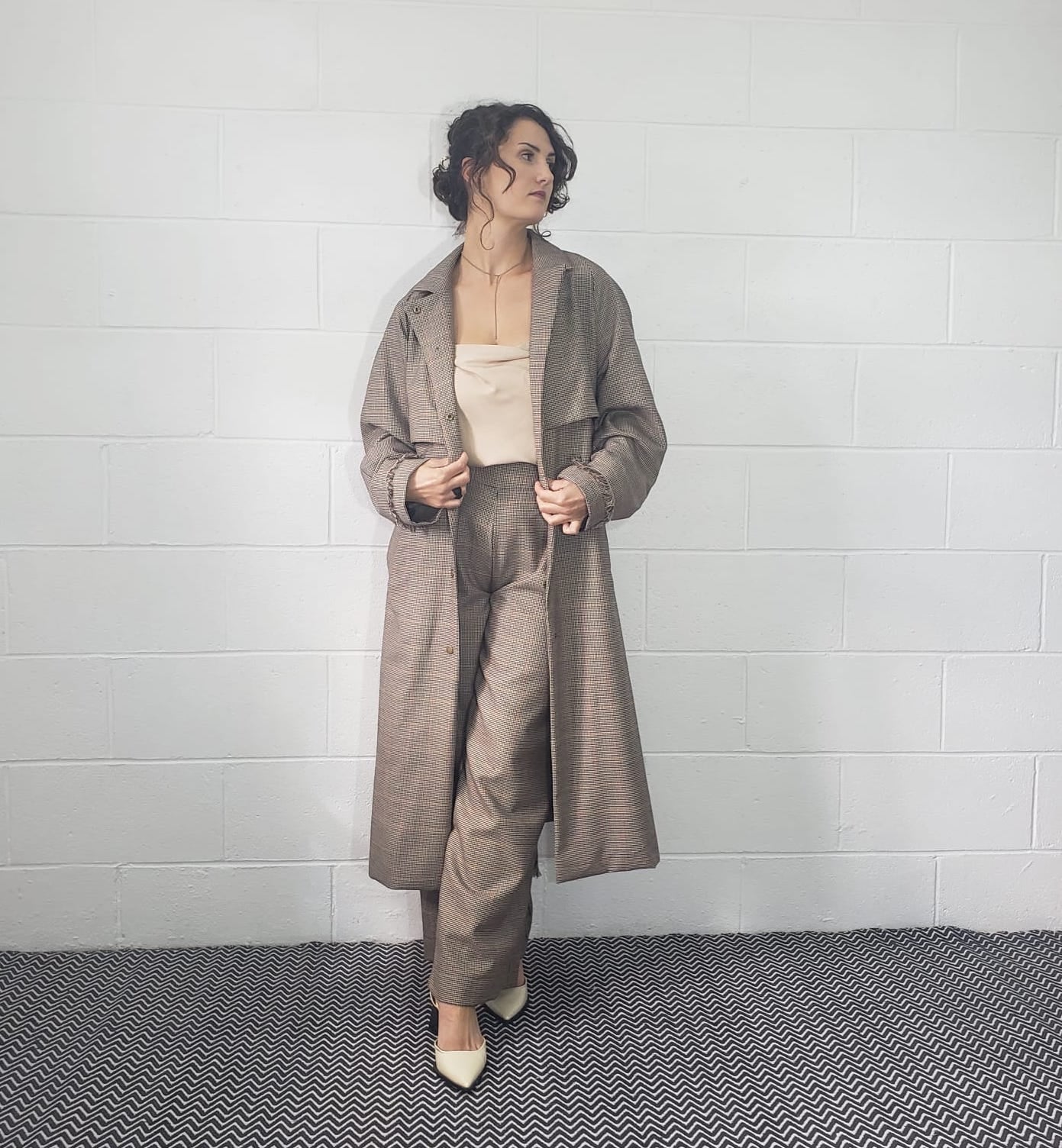 Houndstooth wide leg trousers