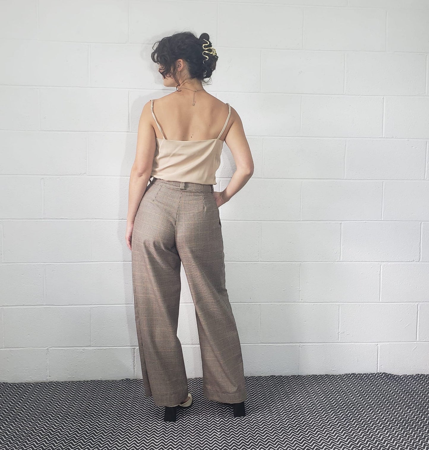 Houndstooth wide leg trousers