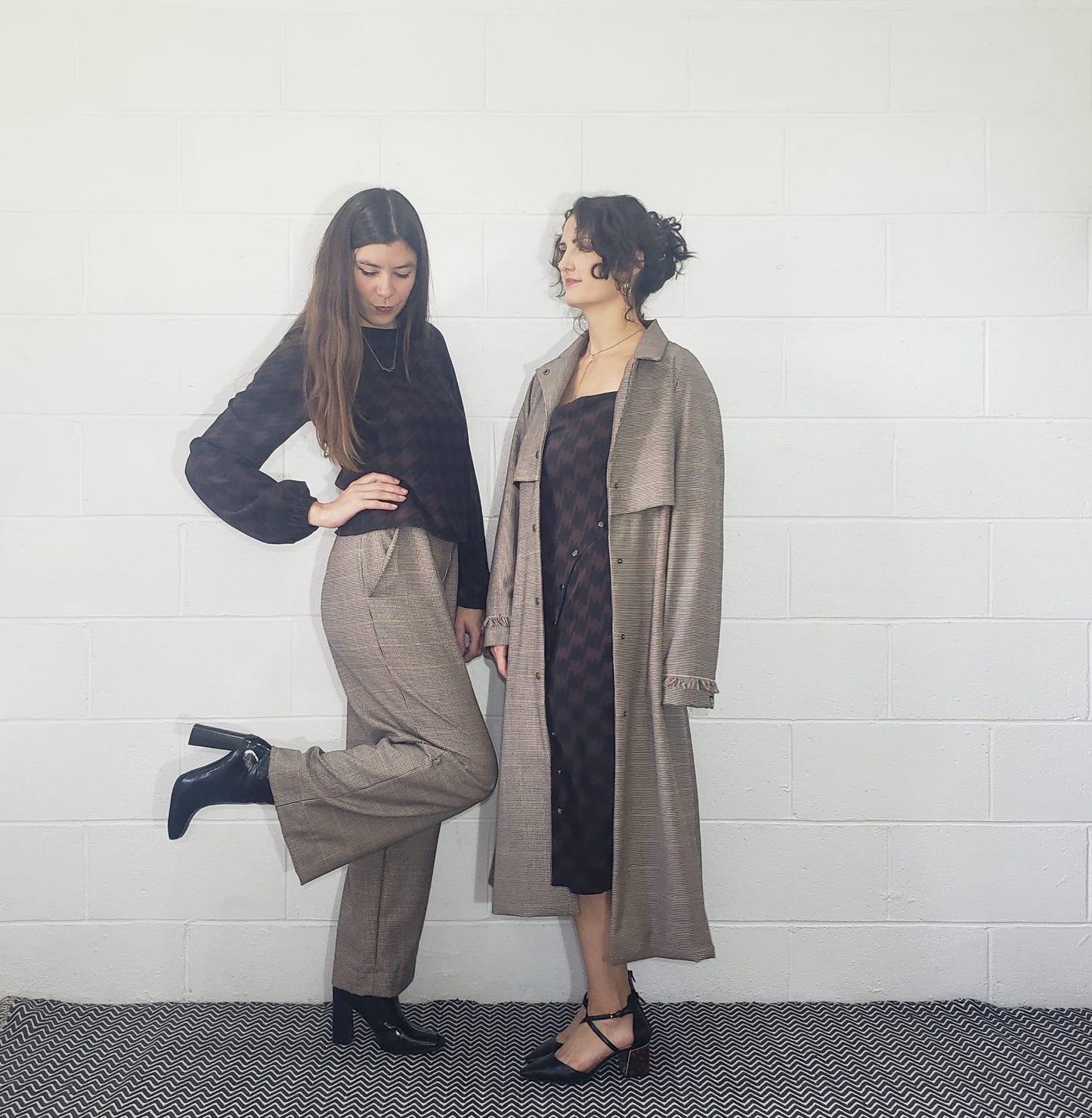 Houndstooth silk blouse