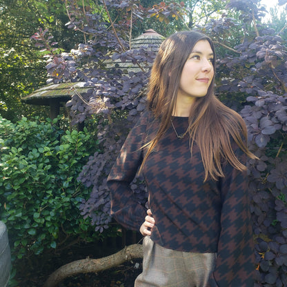 Houndstooth silk blouse
