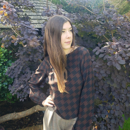 Houndstooth silk blouse