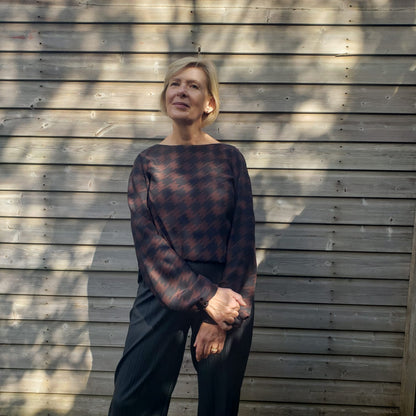 Houndstooth silk blouse