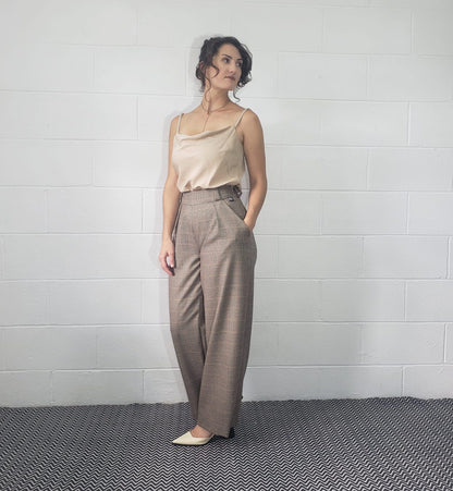 Houndstooth wide leg trousers