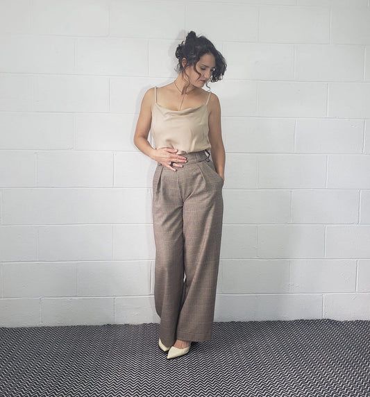 Houndstooth wide leg trousers