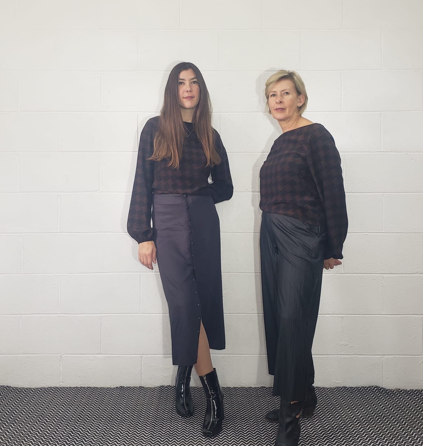 Houndstooth silk blouse