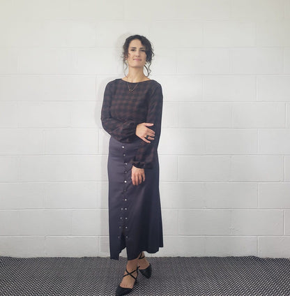 Houndstooth silk blouse