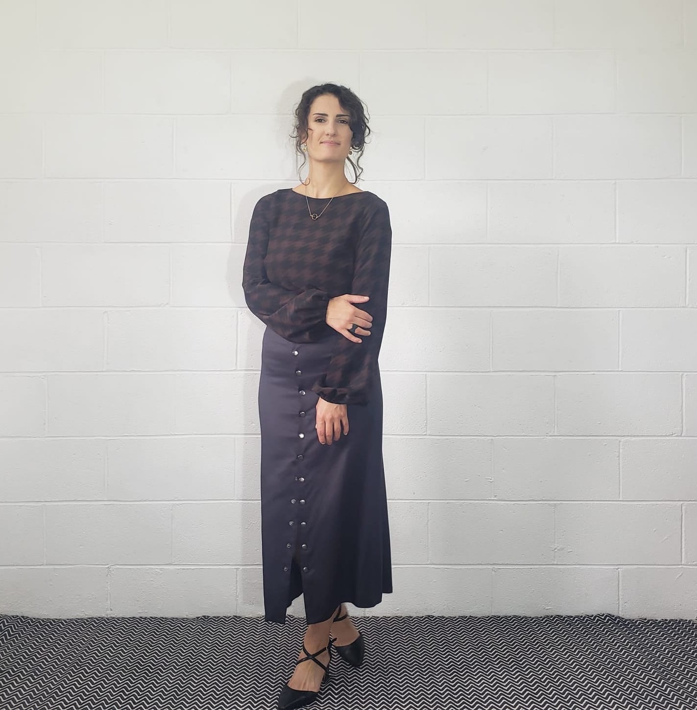 Bamboo silk popper skirt