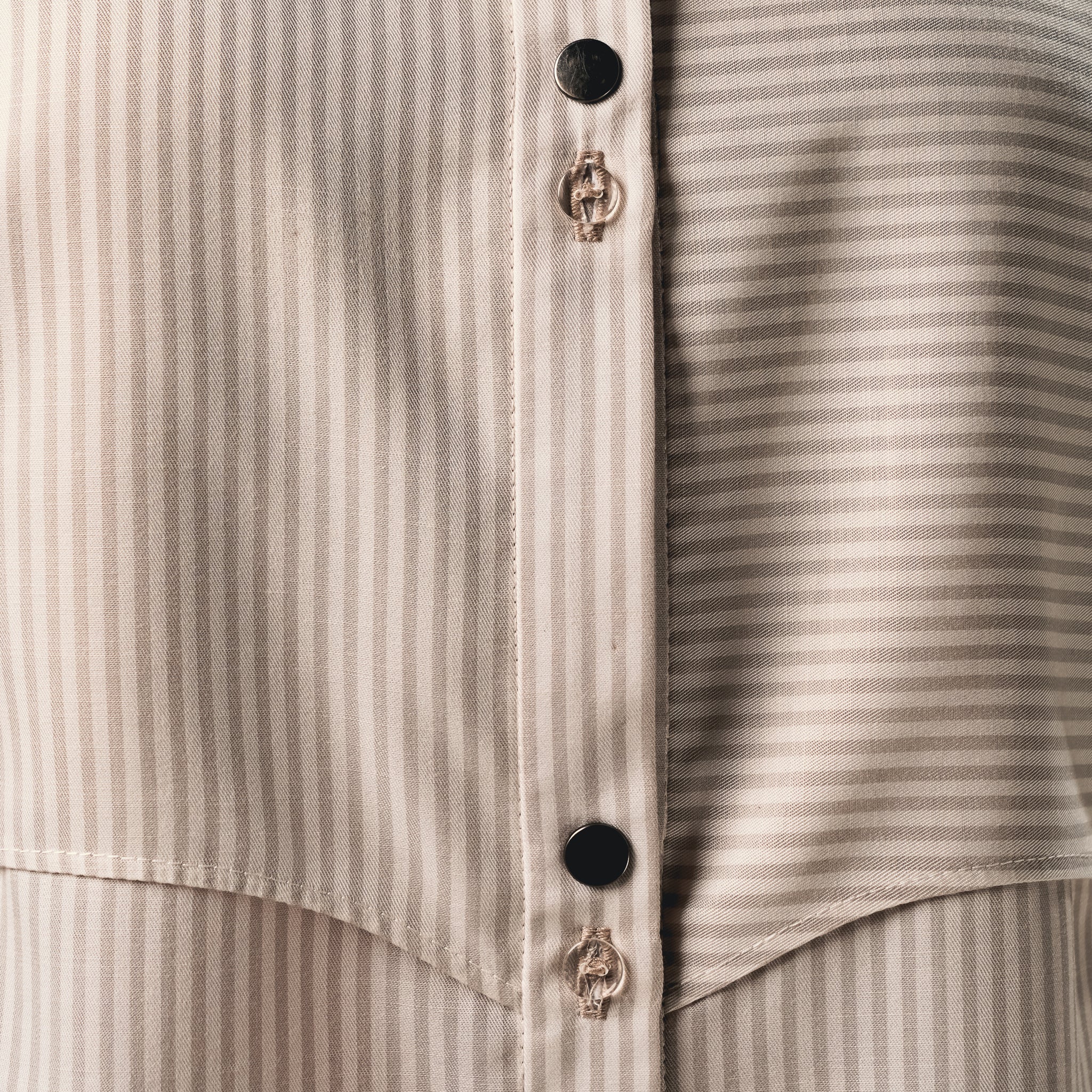 Striped shirt dress button detail